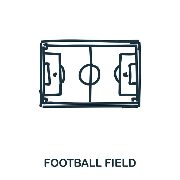 Icona del campo di calcio. App mobili, stampa e più utilizzo. Elemento semplice cantare. Monocromatico campo di calcio icona illustrazione . — Vettoriale Stock