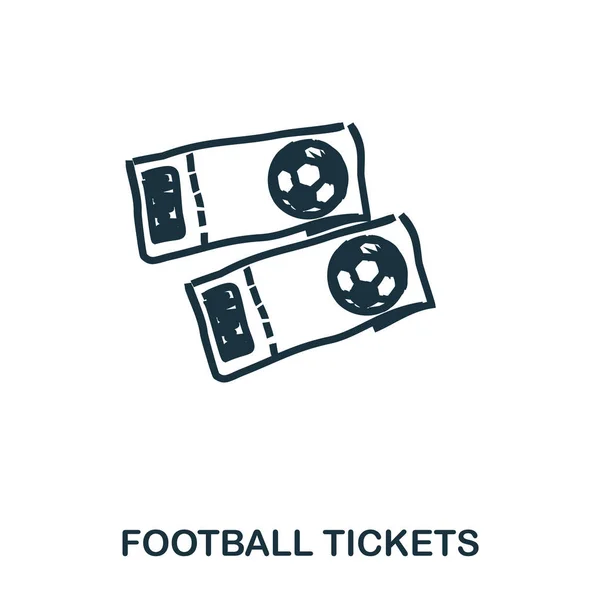 Icona dei biglietti di calcio. App mobili, stampa e più utilizzo. Elemento semplice cantare. Monocromatico Calcio Biglietti icona illustrazione . — Vettoriale Stock