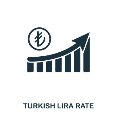 Türk Lirası oranı artırmak grafik simge. Mobil uygulamalar, baskı ve daha fazla kullanım. Basit öğe şarkı. Tek renkli Türk Lirası oranı artırmak grafik simge tasarlamak.