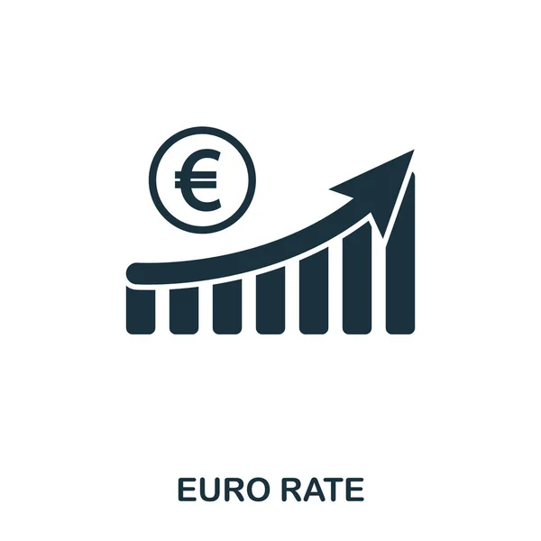 Euro árfolyam növeli grafikus ikonra. Mobil alkalmazások, nyomtatás és több használat. Egyszerű elem énekelni. Fekete-fehér Euro árfolyam növeli grafikus ikon illusztrálja. — Stock Vector