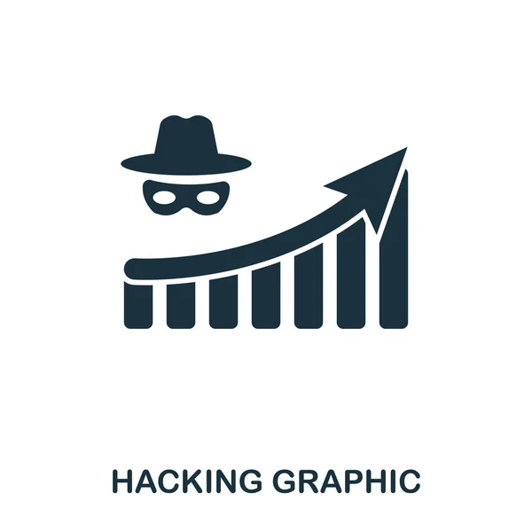 Hacking Aumentar ícone gráfico. Aplicativos móveis, impressão e mais uso. Simples elemento cantar. Hacking monocromático Aumentar a ilustração do ícone gráfico . — Vetor de Stock