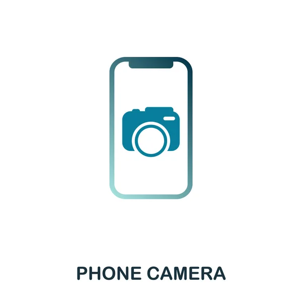 De pictogram van de Camera van de telefoon. Vlakke stijl pictogram ontwerp. UI. Illustratie van het pictogram van de camera van de telefoon. Pictogram geïsoleerd op wit. Klaar voor gebruik in webdesign, apps, software, afdrukken. — Stockvector