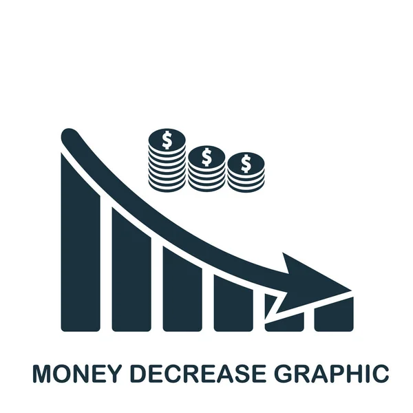 Money Decrease Graphic icon. Mobile app, printing, web site icon. Simple element sing. Monochrome Money Decrease Graphic icon illustration.