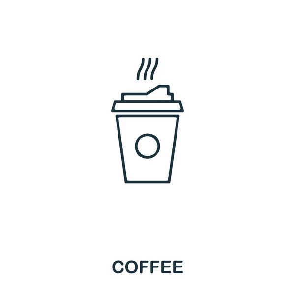 Simple outline Coffee icon. Pixel perfect linear element. Coffee icon outline style for using in mobile app, web UI, print.