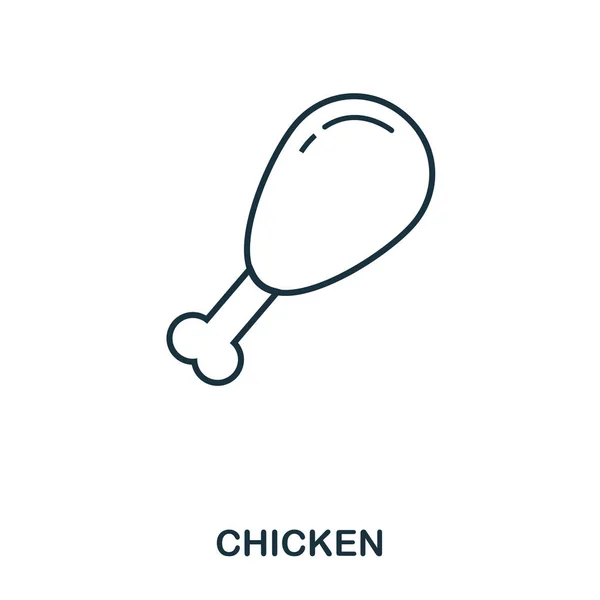 Esquema simple Icono de la pierna de pollo. Pixel elemento lineal perfecto. Estilo de contorno de icono de pierna de pollo para usar en la aplicación móvil, interfaz de usuario web, impresión . — Foto de Stock