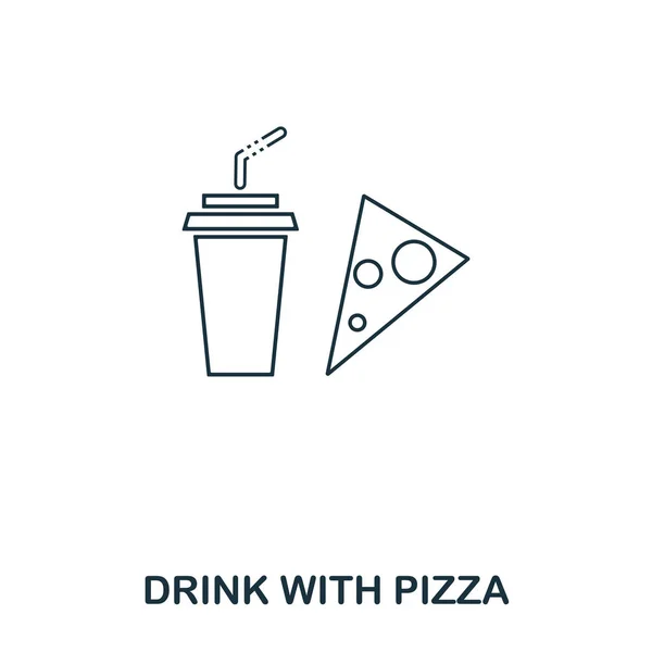 Semplice profilo Drink With Pizza icona. Elemento lineare perfetto pixel. Drink With Pizza icona stile contorno per l'utilizzo in app mobile, interfaccia utente web, stampa . — Foto Stock