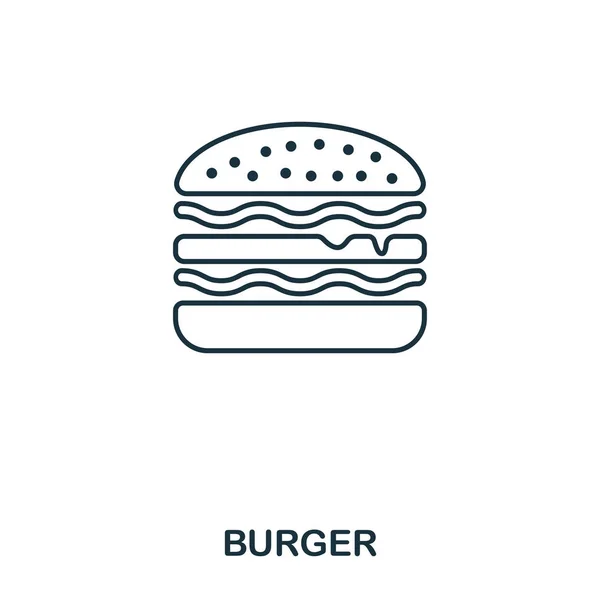 Simple outline Burger icon. Pixel perfect linear element. Burger icon outline style for using in mobile app, web UI, print. — Stock Vector