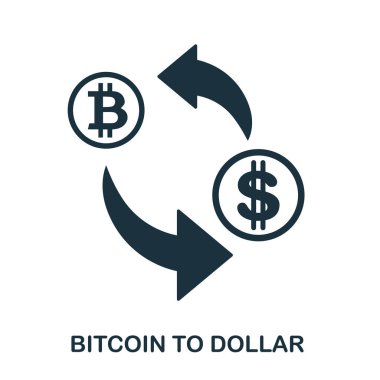 Bitcoin-dolar simgesi. Baskı, mobil uygulaması web site simgesi. Basit öğe şarkı. Tek renkli Bitcoin doları simge tasarlamak.