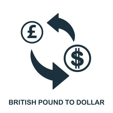 İngiliz Sterlini için doları simgesi. Baskı, mobil uygulaması web site simgesi. Basit öğe şarkı. Tek renkli İngiliz Sterlini için doları simge tasarlamak.