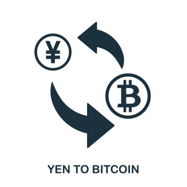 Yen-Bitcoin simgesi. Baskı, mobil uygulaması web site simgesi. Basit öğe şarkı. Tek renkli Yen-Bitcoin simge tasarlamak.