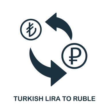 Türk Lirası için Rublesi simgesi. Baskı, mobil uygulaması web site simgesi. Basit öğe şarkı. Tek renkli Türk Lirası için Rublesi simge tasarlamak.