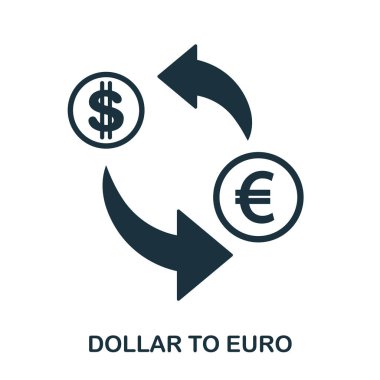 Dolar-Euro simgesi. Baskı, mobil uygulaması web site simgesi. Basit öğe şarkı. Tek renkli dolar-Euro simge tasarlamak.