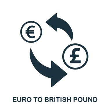 İngiliz Sterlini Euro simgesi. Baskı, mobil uygulaması web site simgesi. Basit öğe şarkı. Tek renkli Euro için İngiliz Lirası simge tasarlamak.