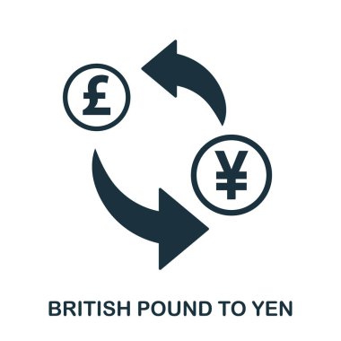 İngiliz Lirası için Yen simgesi. Baskı, mobil uygulaması web site simgesi. Basit öğe şarkı. Tek renkli İngiliz Lirası için Yen simge tasarlamak.
