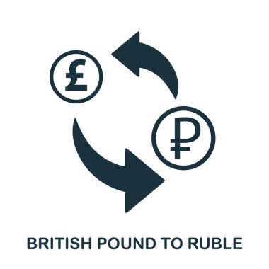 İngiliz Lirası için Rublesi simgesi. Baskı, mobil uygulaması web site simgesi. Basit öğe şarkı. Tek renkli İngiliz Lirası için Rublesi simge tasarlamak.
