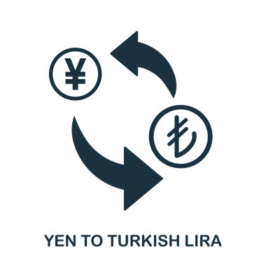 Yen için Türk Lirası simgesi. Baskı, mobil uygulaması web site simgesi. Basit öğe şarkı. Tek renkli Yen için Türk Lirası simge tasarlamak.