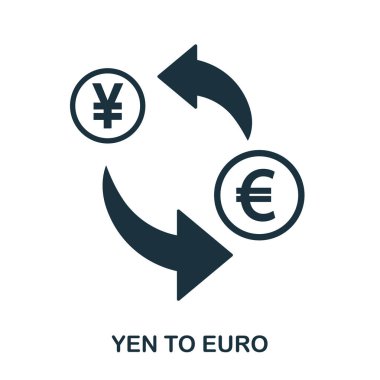 Yen-Euro simgesi. Baskı, mobil uygulaması web site simgesi. Basit öğe şarkı. Tek renkli Yen-Euro simge tasarlamak.