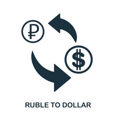 Rublesi-dolar simgesi. Baskı, mobil uygulaması web site simgesi. Basit öğe şarkı. Tek renkli Rublesi-doları simge tasarlamak.