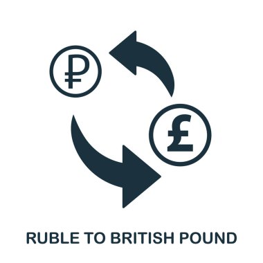 Rublesi için İngiliz Lirası simgesi. Baskı, mobil uygulaması web site simgesi. Basit öğe şarkı. Tek renkli Rublesi için İngiliz Lirası simge tasarlamak.