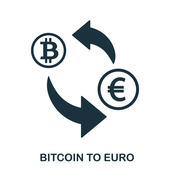 Bitcoin az Euro ikonra. Mobil app, nyomtatás, webhely ikonra. Egyszerű elem énekelni. Fekete-fehér Bitcoin-Euro ikon illusztráció. — Stock Vector