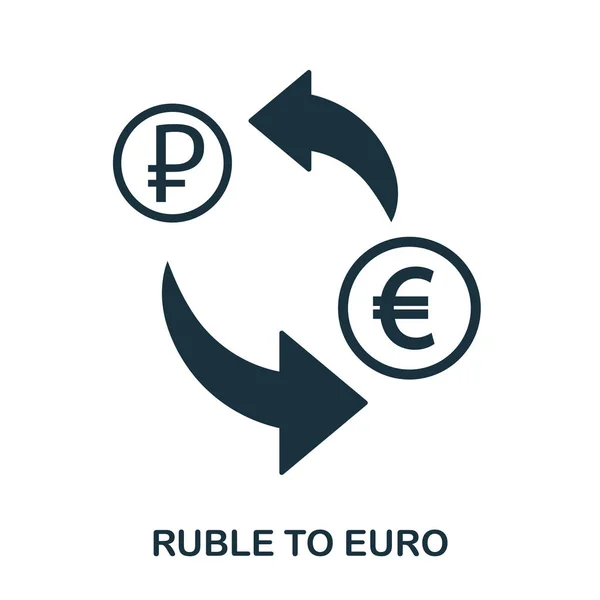 Rubel az Euro ikonra. Mobil app, nyomtatás, webhely ikonra. Egyszerű elem énekelni. Fekete-fehér rubel az Euro ikon illusztráció. — Stock Vector