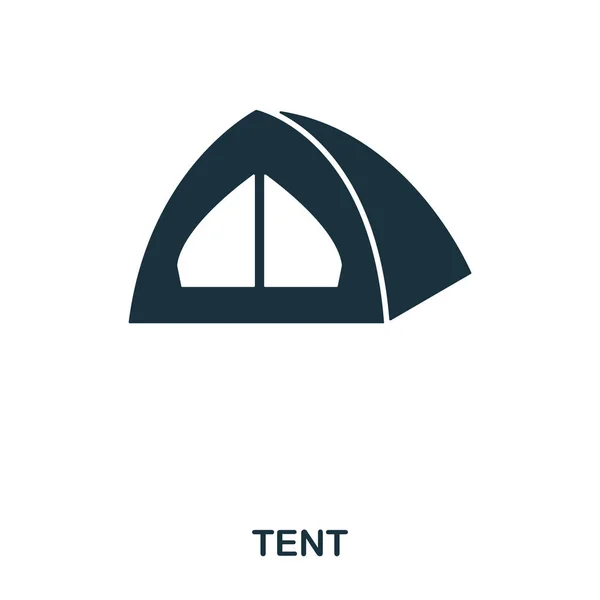 Tält-ikonen. Mobil app, utskrift, webbplats ikonen. Enkelt element sjunga. Monokrom tält ikon illustration. — Stock vektor