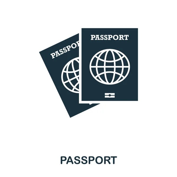 护照图标。移动应用程序, 打印, 网站图标。简单的元素唱歌。单色护照图标插图. — 图库矢量图片