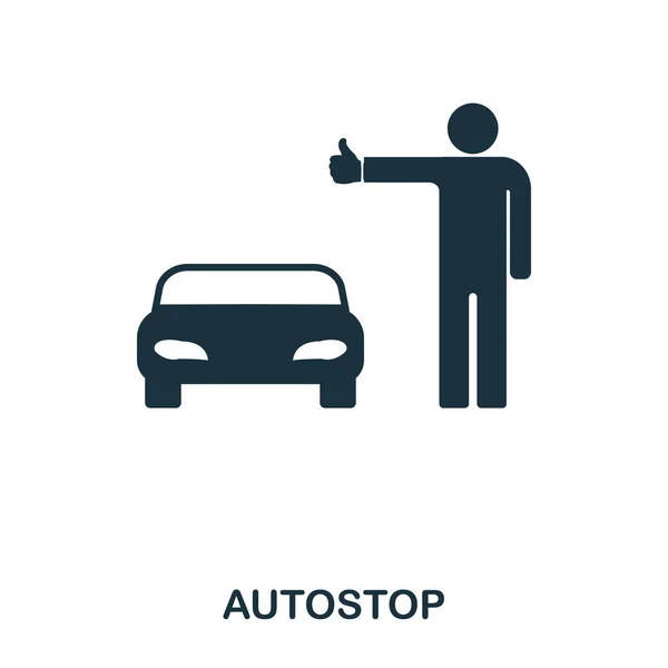 Autostop 아이콘입니다. 모바일 응용 프로그램, 인쇄, 웹 사이트 아이콘입니다. 단순 요소는 노래. 흑백 Autostop 아이콘 그림. — 스톡 벡터