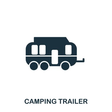 Kamp karavan simgesi. Baskı, mobil uygulaması web site simgesi. Basit öğe şarkı. Tek renkli kamp karavan simge tasarlamak.
