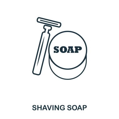 Tıraş sabunu simgesi. Düz stil simgesi tasarım. UI. Sabun simgesi tıraş örnektir. Beyaz izole piktogram. Web tasarımında kullanıma hazır, apps, yazılım, yazdırma.