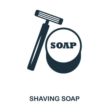 Tıraş sabunu simgesi. Düz stil simgesi tasarım. UI. Sabun simgesi tıraş örnektir. Beyaz izole piktogram. Web tasarımında kullanıma hazır, apps, yazılım, yazdırma