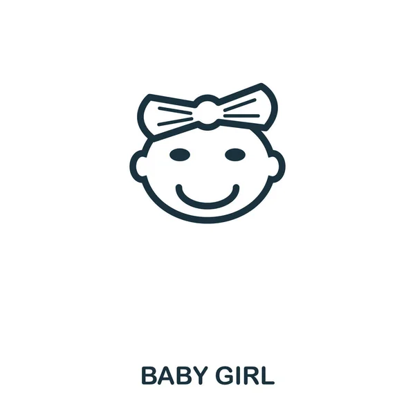 Dětská dívka ikona. Mobilní aplikace, tisk a další využití. Jednoduchý prvek zpívat. Černobílé ilustrace ikona Baby Girl. — Stock fotografie