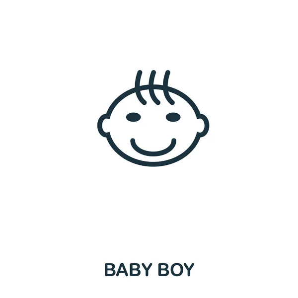 Ícone Baby Boy. Aplicativos móveis, impressão e mais uso. Simples elemento cantar. Ilustração do ícone do menino monocromático . — Fotografia de Stock