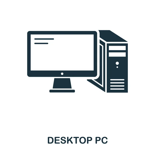 Ícone Desktop Pc. Design de ícone de estilo de linha. UI. Ilustração do ícone do PC desktop. Pictograma isolado em branco. Pronto para usar em web design, aplicativos, software, impressão . —  Vetores de Stock