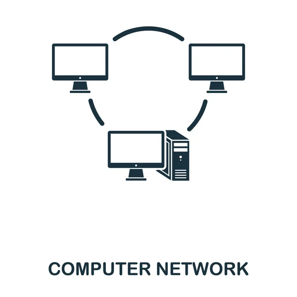 Icono de Computer Network. Diseño de icono de estilo de línea. Interfaz. Ilustración del icono de la red informática. Pictograma aislado en blanco. Listo para usar en diseño web, aplicaciones, software, impresión . — Archivo Imágenes Vectoriales