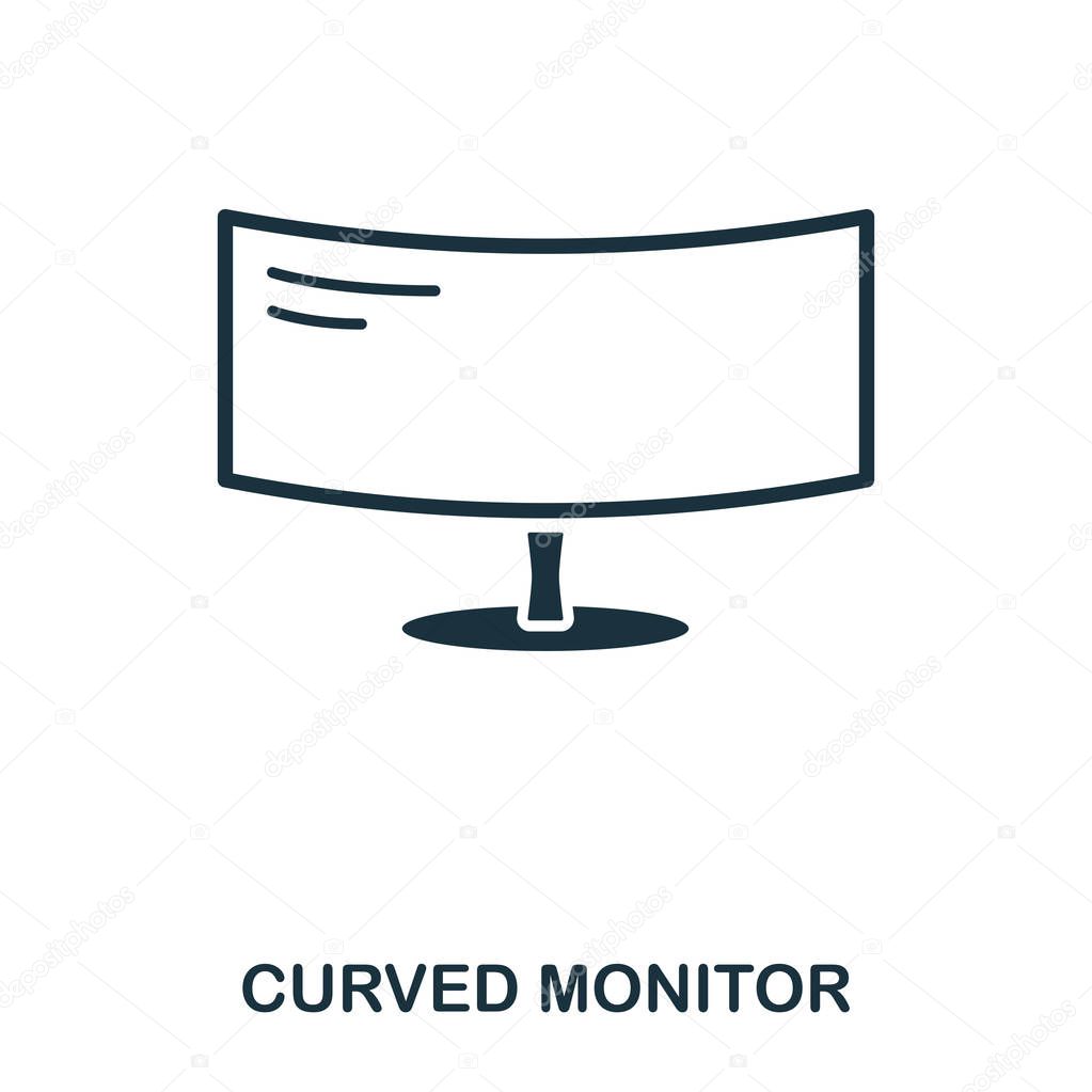 Curved Monitor icon. Line style icon design. UI. Illustration of curved monitor icon. Pictogram isolated on white. Ready to use in web design, apps, software, print.