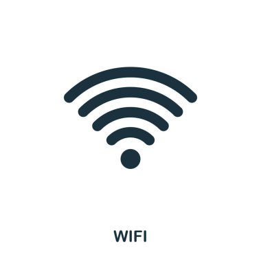 Wi Fi simgesi. Çizgi stili simgesi tasarım. UI. Wi fi simgesi Illustration. Beyaz izole piktogram. Web tasarımında kullanıma hazır, apps, yazılım, yazdırma.
