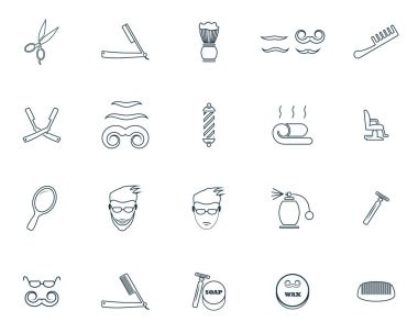 Berber Icons set. Premium kalite simgesi derleme. Basit öðeler berber Icon set.