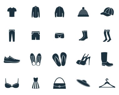 Giysi Icons set. Premium kalite simgesi derleme. Basit öðeler giyim Icon set.