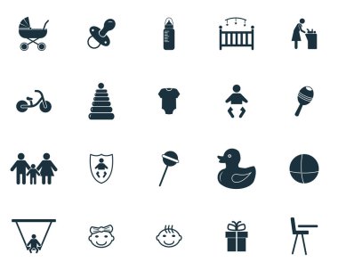 Bebek Icons set. Premium kalite simgesi derleme. Basit öðeler bebek Icon set.