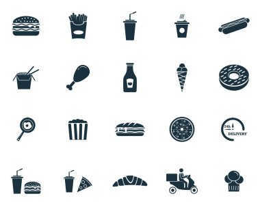 Fastfood Icons set. Premium kalite simgesi derleme. Basit öðeler fastfood Icon set.