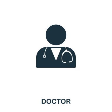 Doktor simgesi. Çizgi stili simgesi tasarım. UI. Doktor simgesi Illustration. Beyaz izole piktogram. Web tasarımında kullanıma hazır, apps, yazılım, yazdırma.
