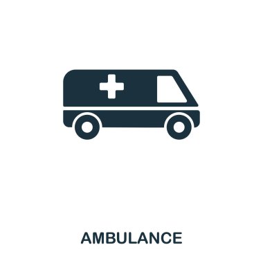 Ambulans simgesi. Çizgi stili simgesi tasarım. UI. Ambulans simgesi Illustration. Beyaz izole piktogram. Web tasarımında kullanıma hazır, apps, yazılım, yazdırma.