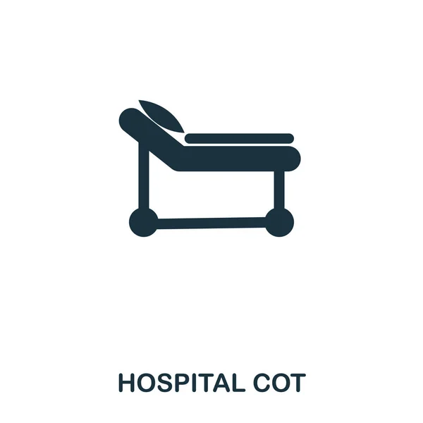 Cuna del hospital icono. Diseño de icono de estilo de línea. Interfaz. Ilustración del icono de la cuna del hospital. Pictograma aislado en blanco. Listo para usar en diseño web, aplicaciones, software, impresión . — Archivo Imágenes Vectoriales