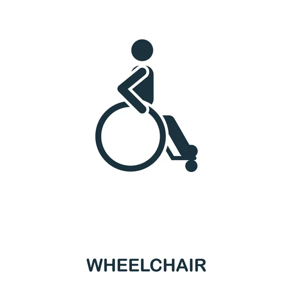 Tekerlekli sandalye simge. Çizgi stili simgesi tasarım. UI. Tekerlekli sandalye simge Illustration. Beyaz izole piktogram. Web tasarımında kullanıma hazır, apps, yazılım, yazdırma. — Stok Vektör