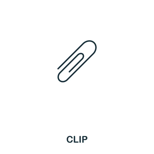 Clip icono. Diseño de icono de estilo de línea. Interfaz. Ilustración del icono del clip. Pictograma aislado en blanco. Listo para usar en diseño web, aplicaciones, software, impresión . — Vector de stock