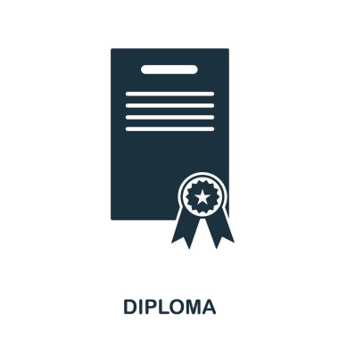 Diploma simgesi. Çizgi stili simgesi tasarım. UI. Diploma simgesi Illustration. Beyaz izole piktogram. Web tasarımında kullanıma hazır, apps, yazılım, yazdırma.