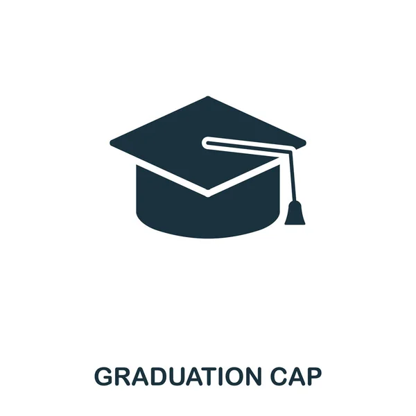 Icono de la tapa de graduación. Diseño de icono de estilo de línea. Interfaz. Ilustración del icono de la gorra de graduación. Pictograma aislado en blanco. Listo para usar en diseño web, aplicaciones, software, impresión . — Foto de Stock