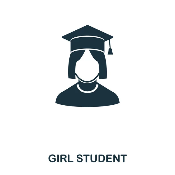 Icono Chica Estudiante. Diseño de icono de estilo de línea. Interfaz. Ilustración del icono de chica estudiante. Pictograma aislado en blanco. Listo para usar en diseño web, aplicaciones, software, impresión . — Vector de stock