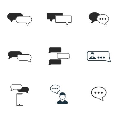 Sohbet Icon set. Çizgi stili simgesi tasarım. UI. Çizimler sohbet simgeler. Beyaz izole piktogram sette. Web tasarımında kullanıma hazır, apps, yazılım, yazdırma.